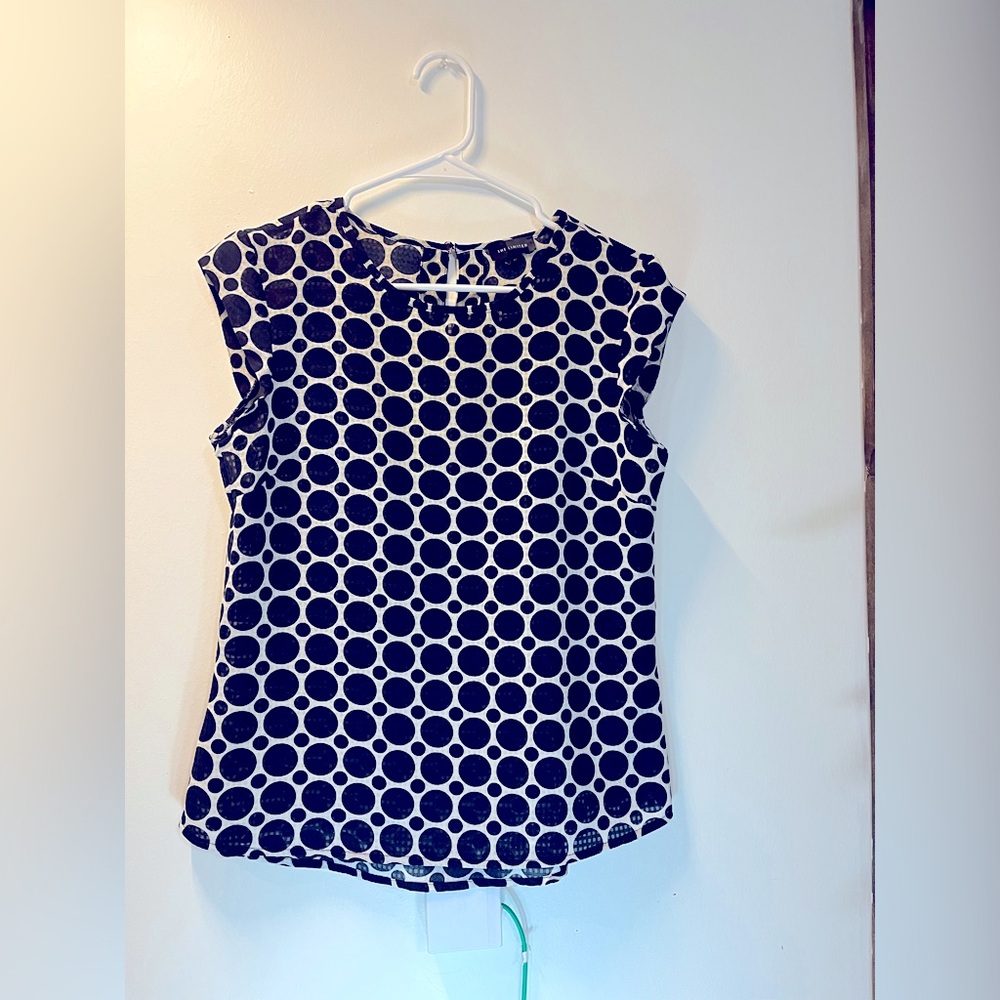 The Limited Blue and White yellow Circle Pattern Blouse